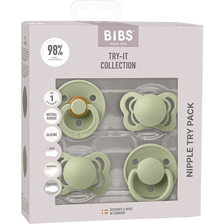 BIBS Try-it Collection Size 1 Sage 4 PACK fra BIBS
