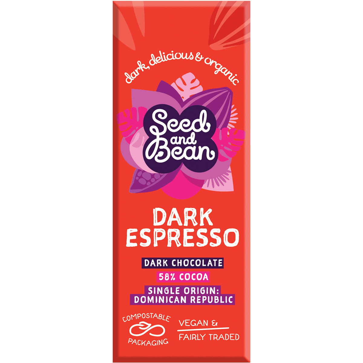 Seed & Bean Mørk Sjokolade 58% Espresso Økologisk | 25 g fra Seed & Bean