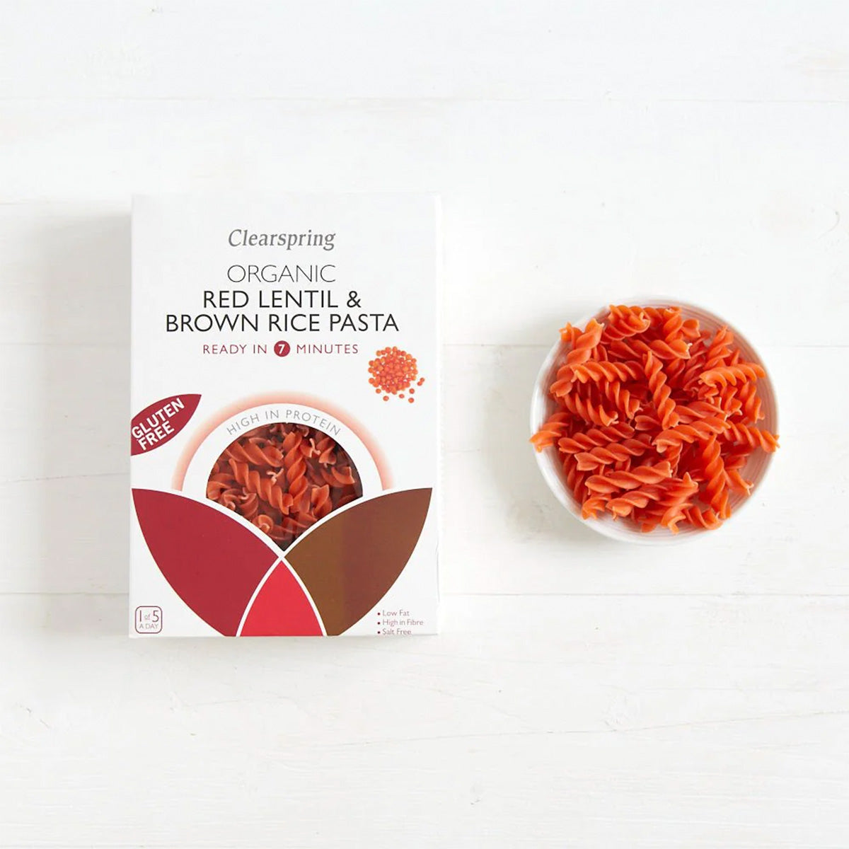 Røde Linser & Brun Ris Fusilli Øko Glutenfri
