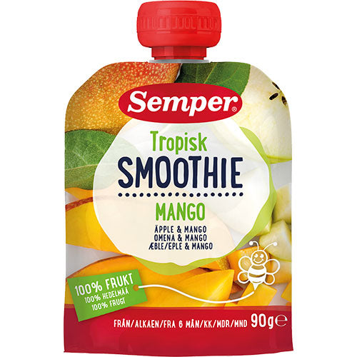 Tropisk fruktsmoothie med mango og eple fra 6 mnd.