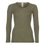 Engel Natur Langærmet Bluse, Uld/silke, Olive | Str. 38/40 fra Engel Natur