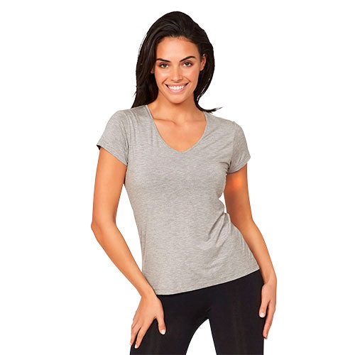 Boody Women´s V-neck T-shirt Lysegrå | Str. L fra Boody