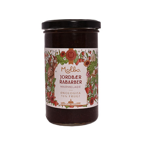 Jordbær & Rabarbra Marmelade Molbo, Øko