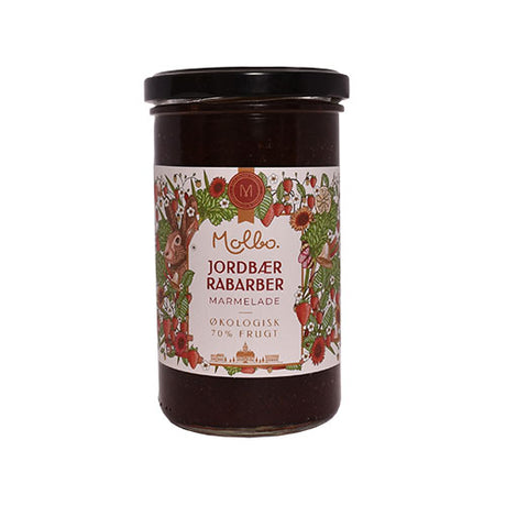 Jordbær & Rabarbra Marmelade Molbo, Øko