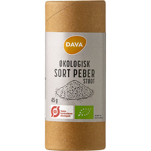 Økologisk sort pepper, malt