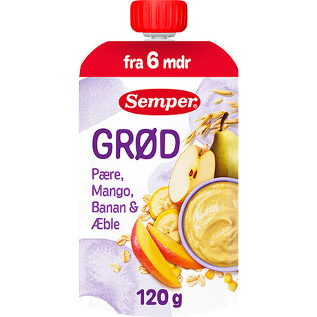 Semper Grøt med pære, mango, banan og eple fra 6 mnd. | 120 g fra Semper