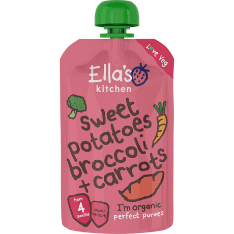 Ellas Kitchen Babymos 4 mnd+ Søtpotet, Brokkoli og Gulrot Økologisk | 120 g fra Ellas Kitchen