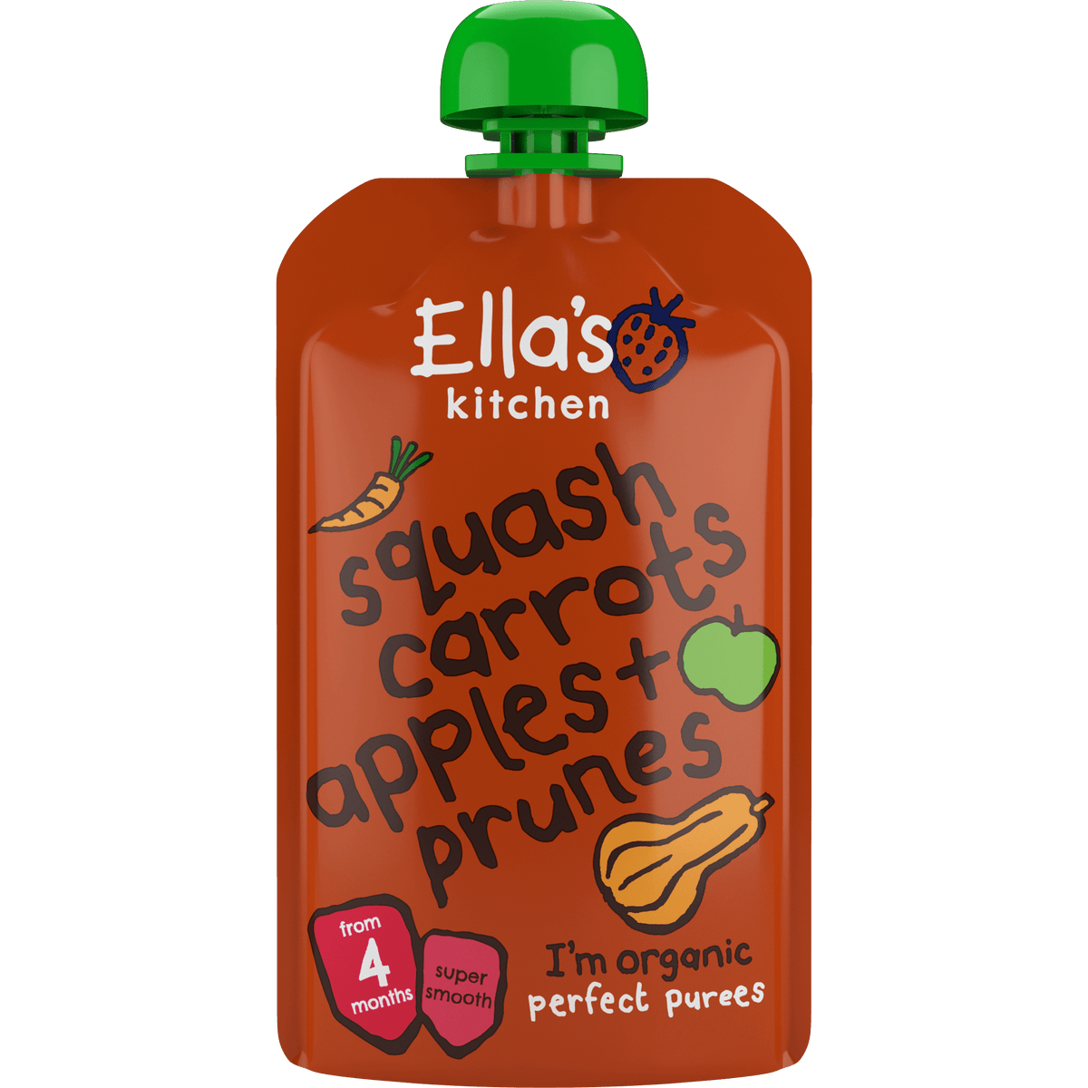 Ellas Kitchen Babymos 4 mnd+ Butternut, Gulrot, Eple og Svisker Økologisk | 120 g