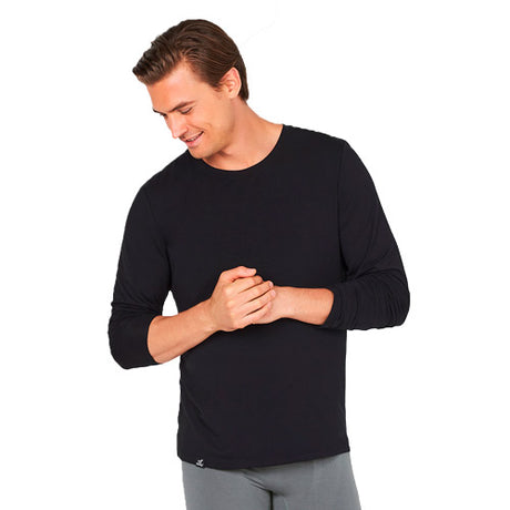 Boody Men´s Long Sleeve Crew Neck T-shirt Sort | Str. L fra Boody