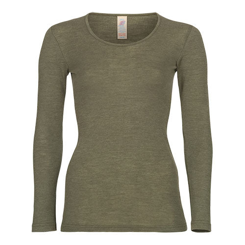 Bluse Merinoull og Silke Olive fra 