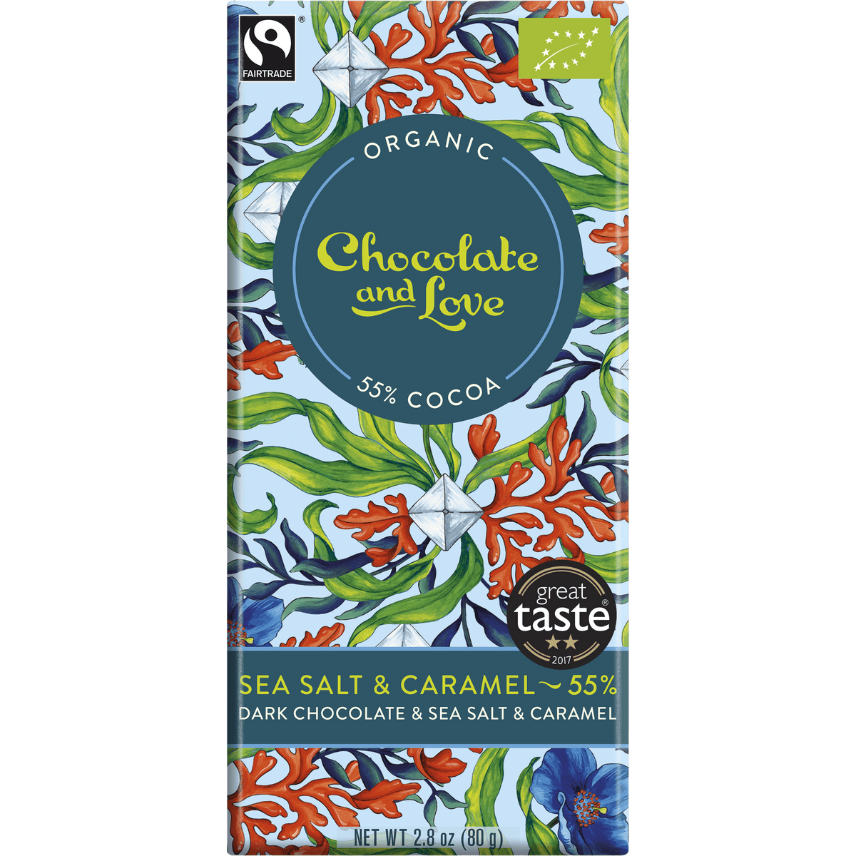 Chocolate and Love Sjokolade Sea Salt & Caramel 55% Økologisk fra | 80 g fra Chocolate and Love