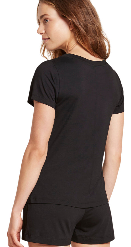 Bambus Dame Natt T-shirt Svart