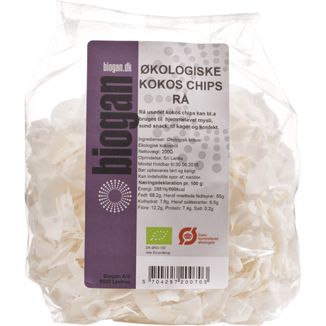Biogan Økologiske Rå Kokoschips | 200 g