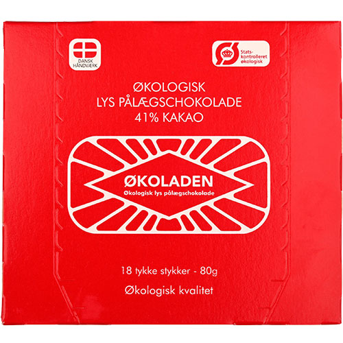 Lys påleggsjokolade 41 % 18 stk Øko