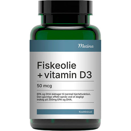Mezina fiskeolje med vitamin D3 - 50 mcg | 160 kapsler