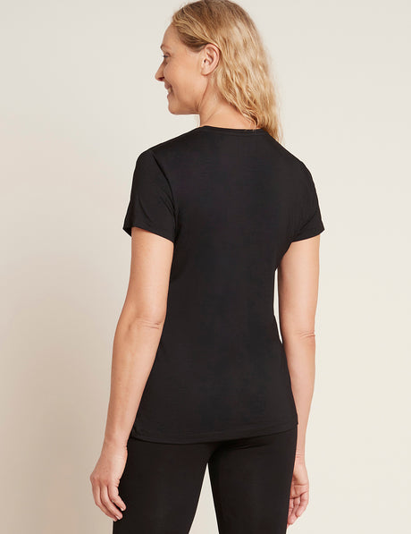 Bambus T-shirt Dame Svart Rund Hals