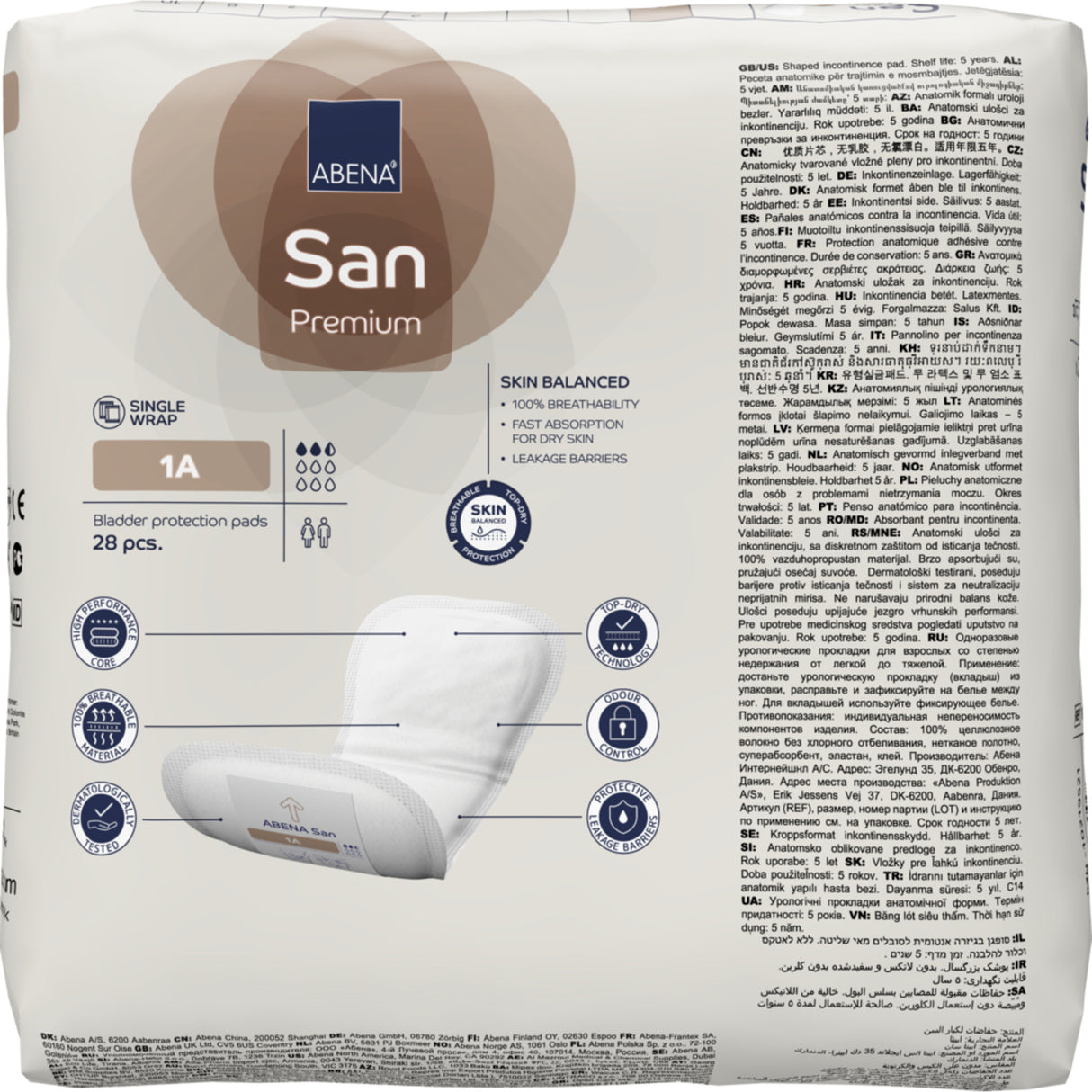 San 1A, Kroppsformet Inkontinensbeskyttelse med teip, Premium