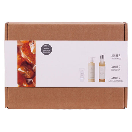Gaveæske Amber Body Lotion, Shower Gel og Shampoo
