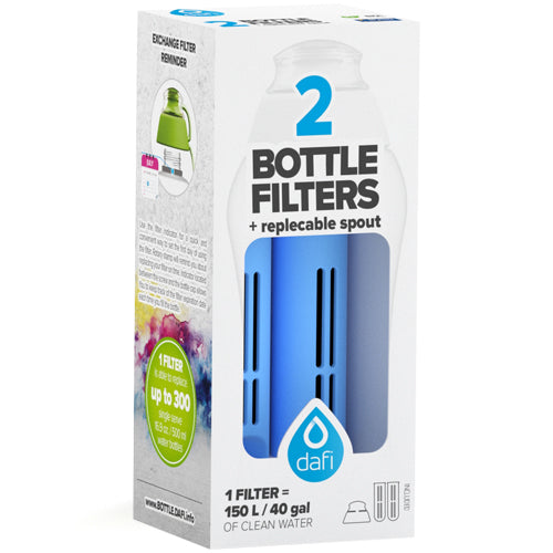 Refill 2 stk filter + munnstykke til filterflaske, Blå