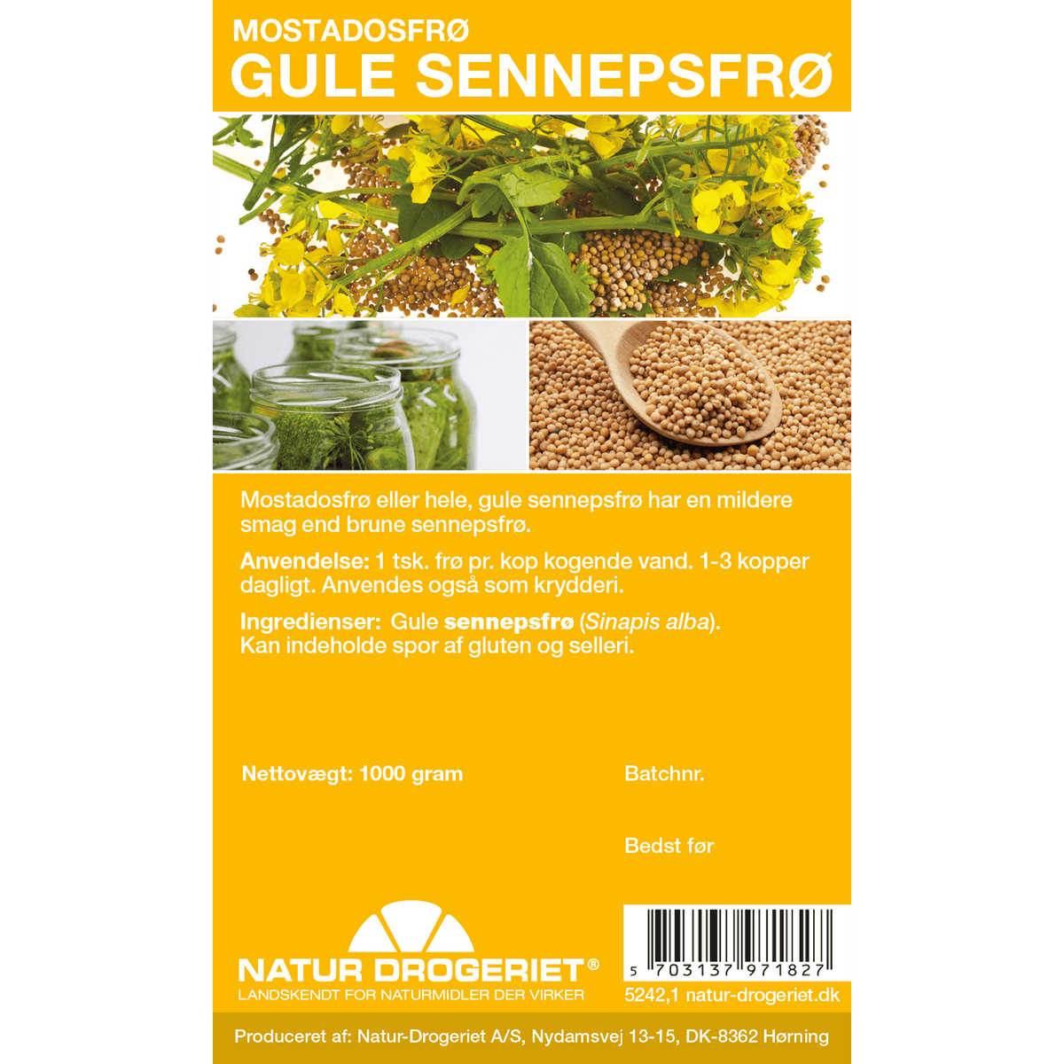 Natur-Drogeriet Hele Gule Sennepsfrø (Mostadosfrø) | 1 kg