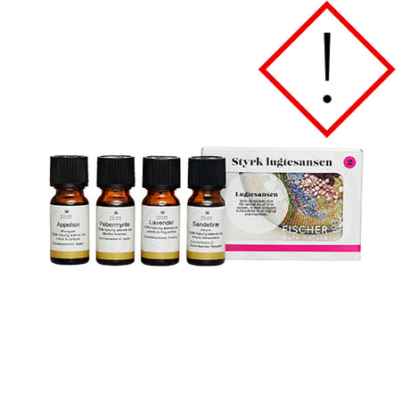 Styrk Luktesansen Kit 2, 4 X10 Ml Eteriske Oljer Appelsin Øko, Peppermynte, Lavendel, Sandeltre