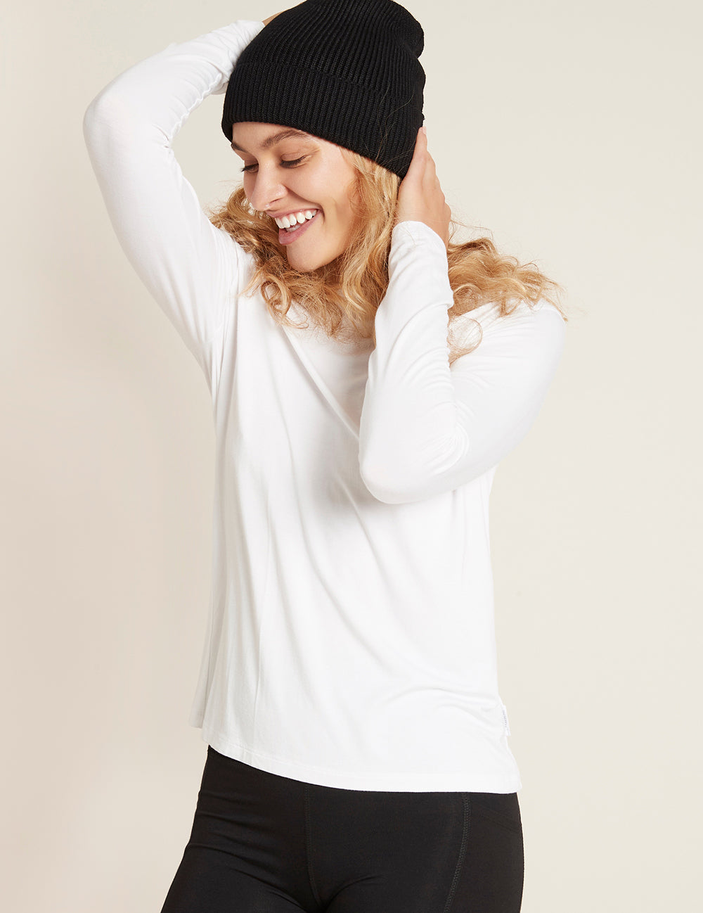 Bambus Strikket Lue Svart Unisex