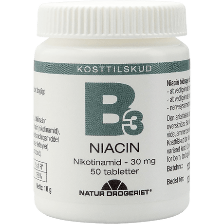 Natur-Drogeriet B3 Niacin 30 mg | 50 tabletter fra Natur-Drogeriet