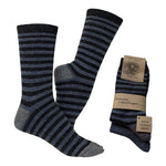 Alpakka Ullsokker Koksgrå/blåstripet & Blå 2-pk Glattstrikkede | Str. 35/38