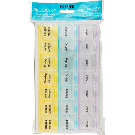 Pilleeske for 1 ukes dosering - tre daglige doseringer: morgen, middag og kveld.