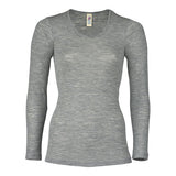 Bluse Merinoull og Silke Light Grey fra 