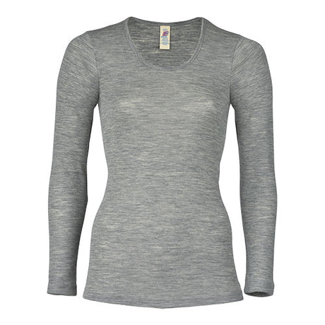 Bluse Merinoull og Silke Light Grey fra 