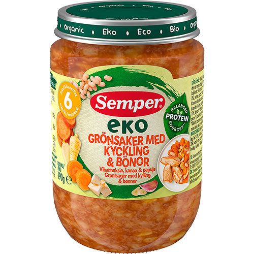 EKO Grønnsaker med kylling og bønner Øko