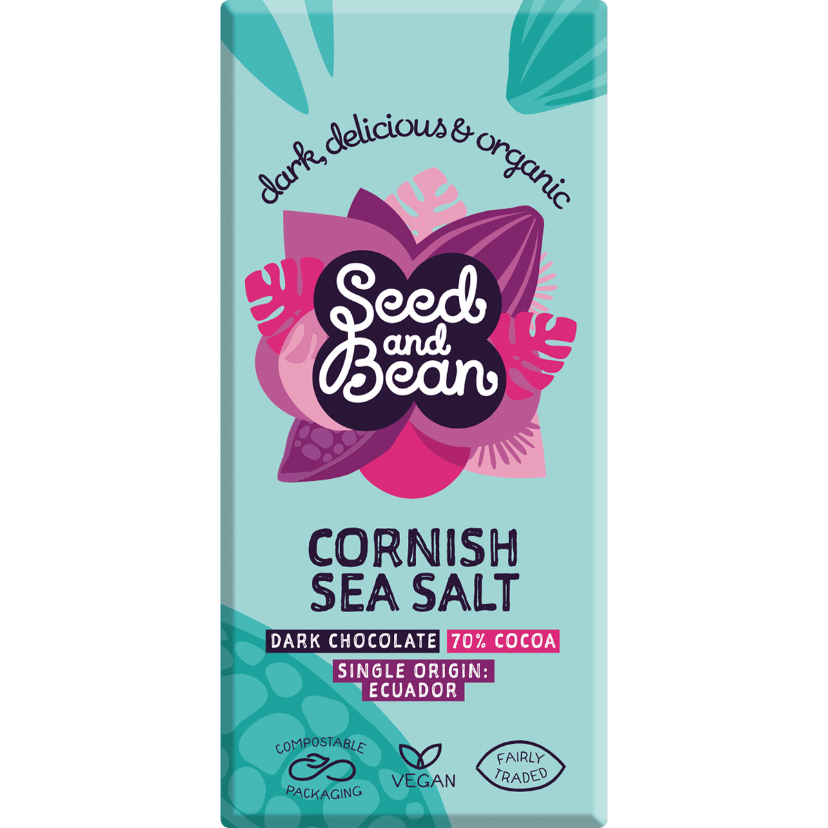 Seed & Bean Sjokolade Mørk 70% Cornish Sea Salt Økologisk | 75 g fra Seed & Bean